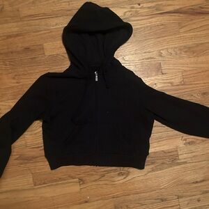 cropped black zip up